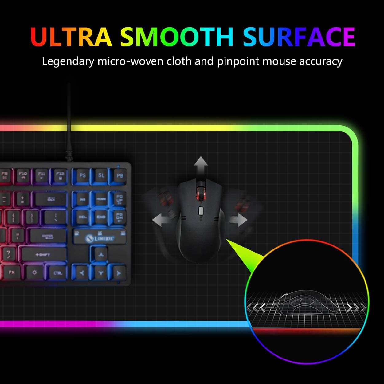 GMS WT-5 RGB Gaming Mouse Pad – Extended Size 70×30 CM – For Keyboard & Mouse